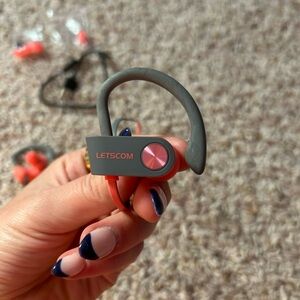 Letscom Gray and Pink Wireless Earbuds